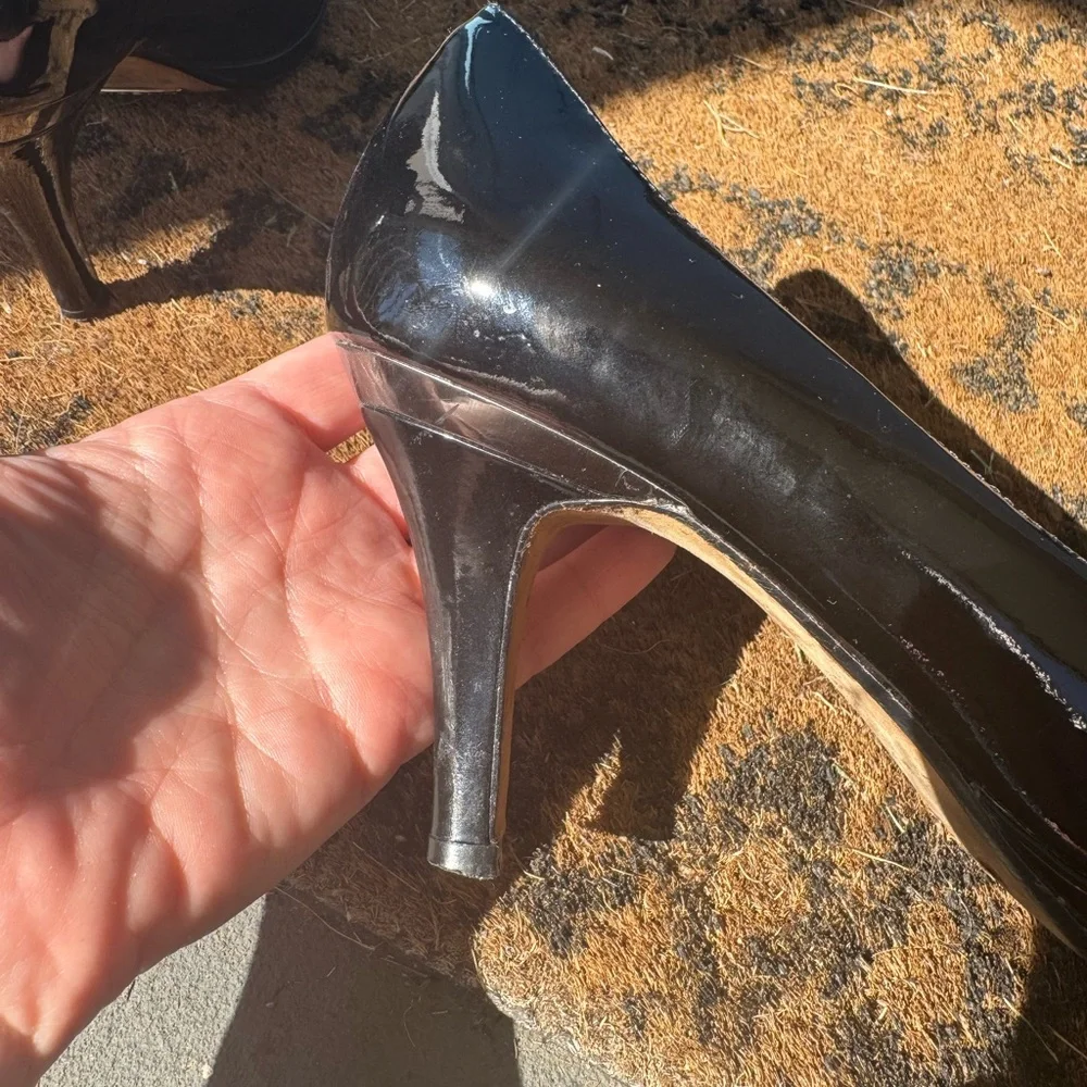 Cole Haan NIKE Air Black Patent Leather Peep Toe Heel Size 7